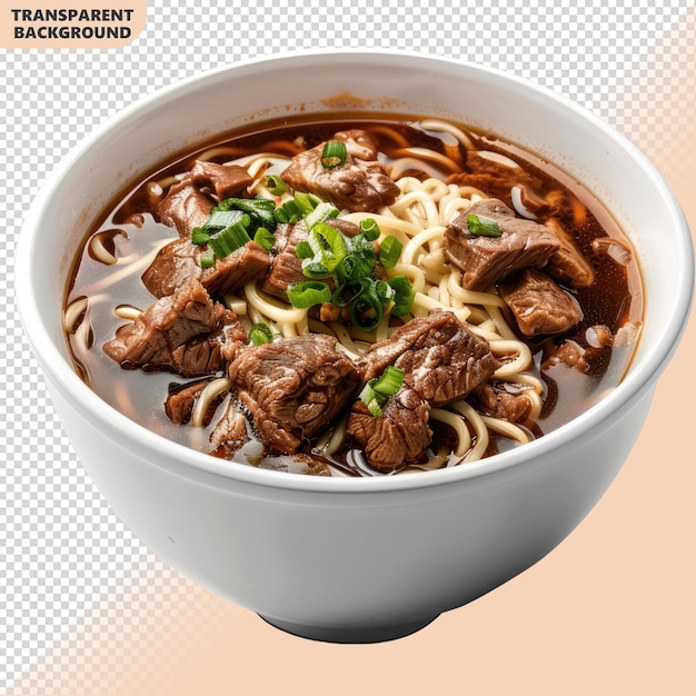 Chinese food Taiwanese beef noodles isolated on transparent background