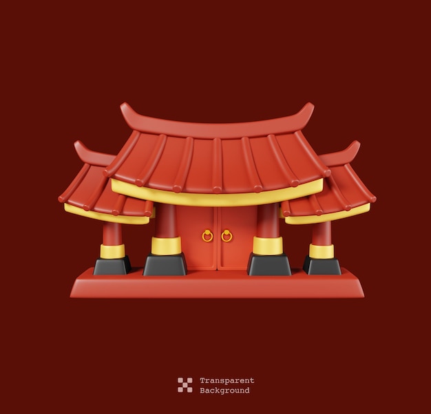 Chinese gates isolated Traditional asian decorations for the Chinese new year elements icon 3Drender