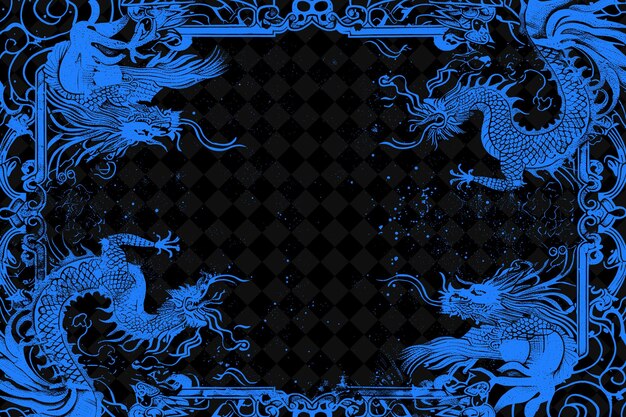 PSD chinese glam frame border with dragon and phoenix motifs tex creative png abstract designs