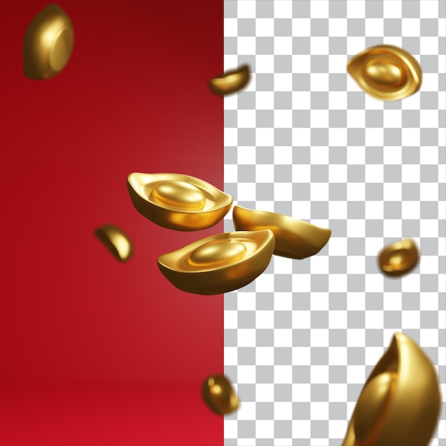 Chinese gold ingot 3d render psd