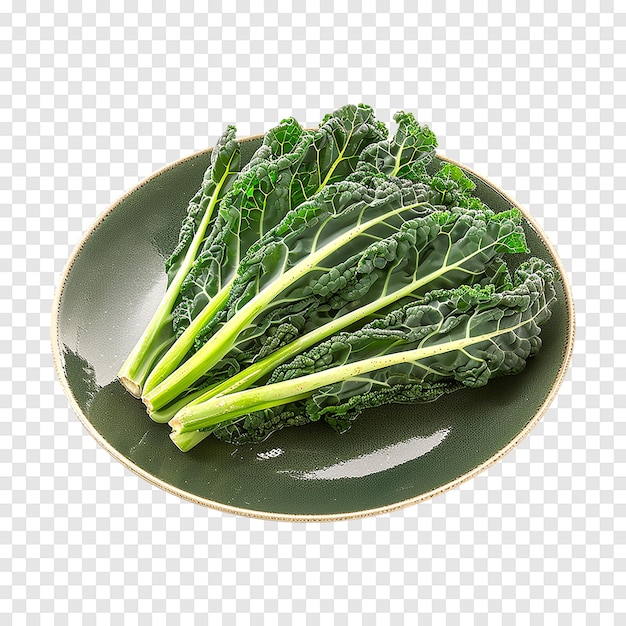 Chinese kale vegetable in a plate isolated on a transparent background