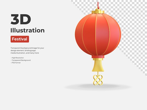 Chinese lantern icon chinese new year symbol 3d render illustration