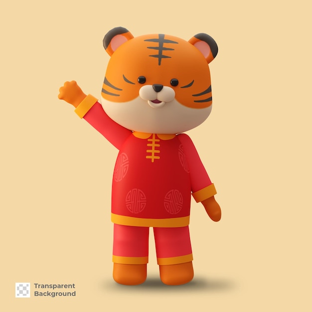 chinese new year 3d cute tiger cartoon character render