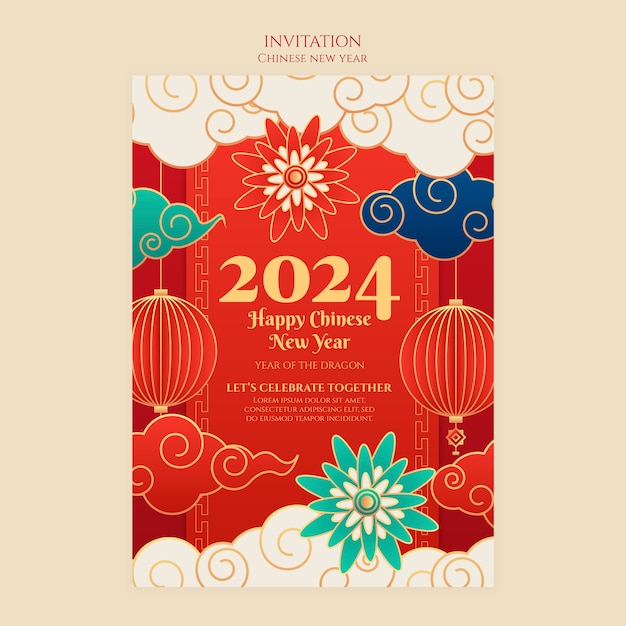 PSD chinese new year celebration invitation template