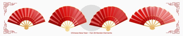 Chinese New Year Fan 3D Rendering Elements