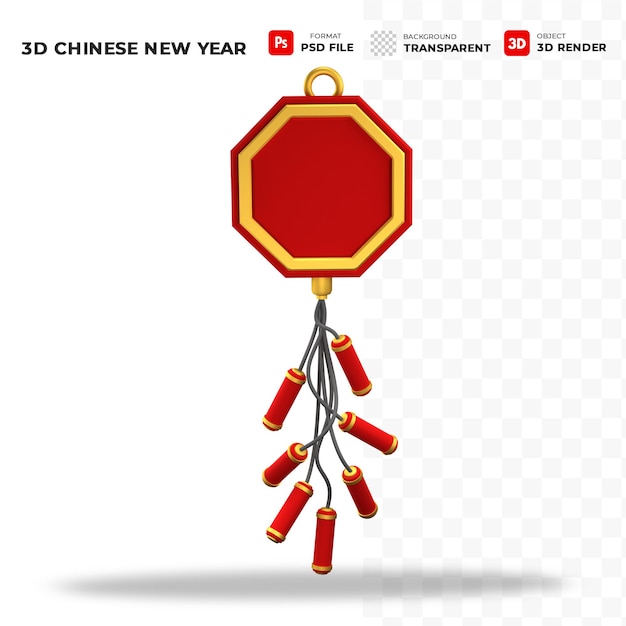 CHINESE NEW YEAR FIRECRACKERS Concept in 3D icon sign symbol