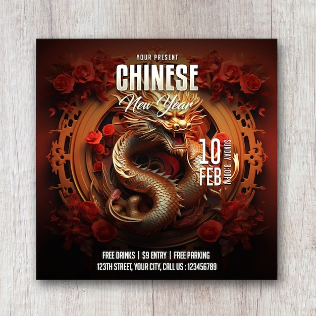 Chinese new year promotion square flyer social media banner design post