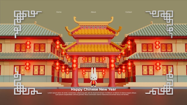 Chinese New Year Of Rabbit Landing Page Template 01