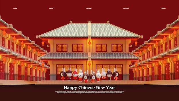 Chinese New Year Of Rabbit Landing Page Template