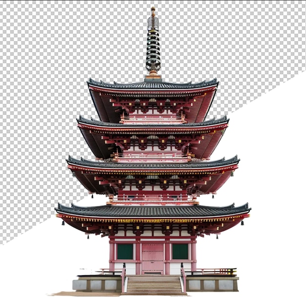 a chinese pagoda with a white background and a red pagoda