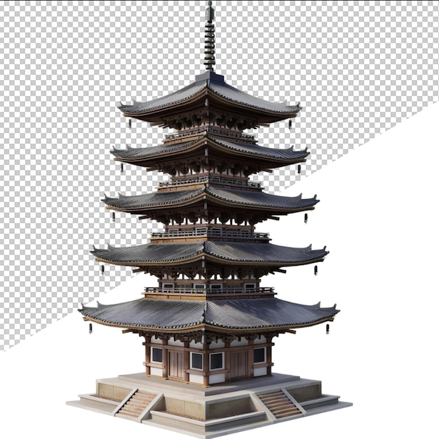 a chinese pagoda with a white background and a red pagoda