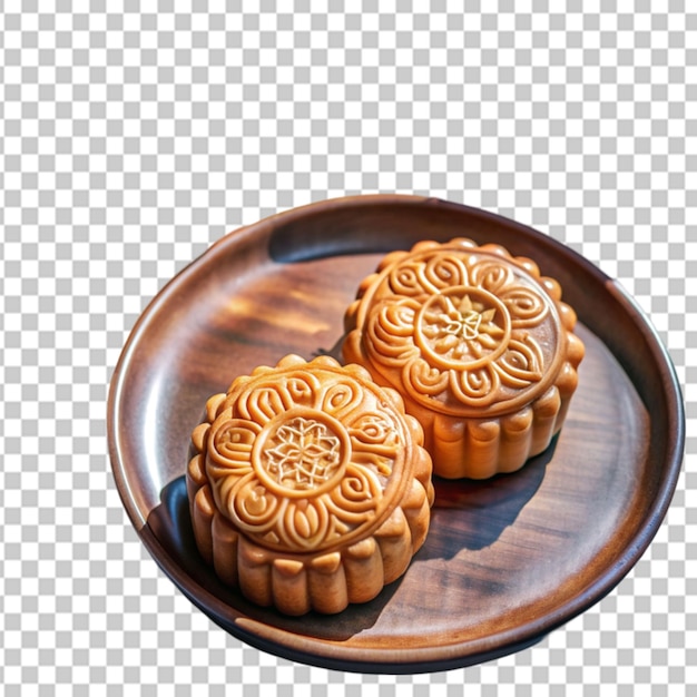 PSD chinese pastry or moon cake top view mooncake transparent background