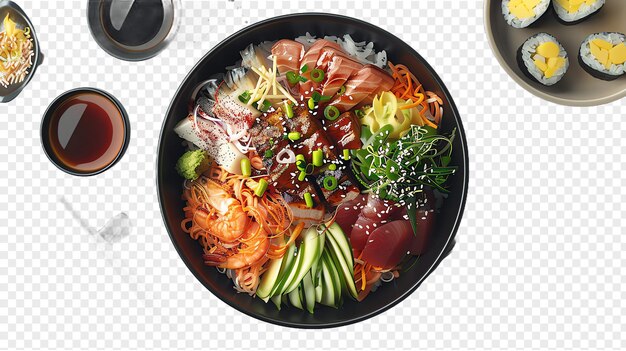 Chirashi asian concept background isolated on transparent background