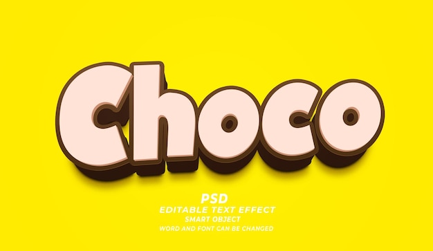 Choco 3d editable photoshop text effect style with premium background