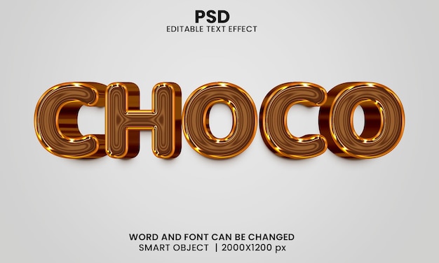 Choco 3d editable text effect Premium Psd with background