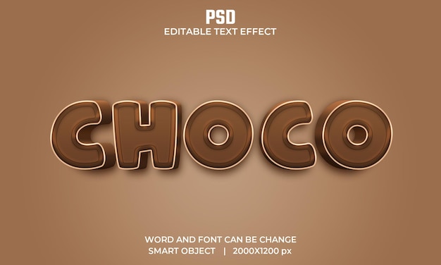 Choco 3d editable text effect Premium Psd with background