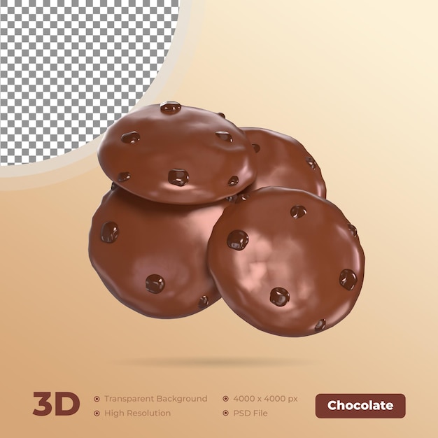 Choco Chips 3D illustration Icon Chocolate with Transparent Background