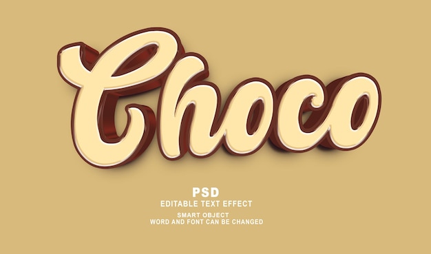 PSD choco food 3d editable photoshop text effect style with premium background