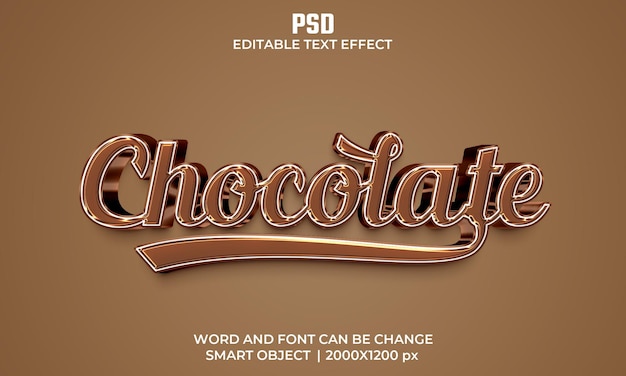 chocolate 3d editable text effect Premium Psd with background