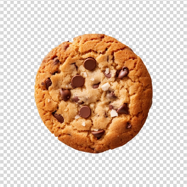 Chocolate and almond cookies isolated on transparent Background