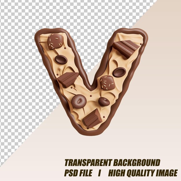 PSD chocolate alphabets and numbers transparent background