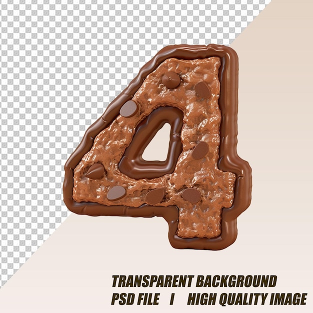 PSD chocolate alphabets and numbers transparent background