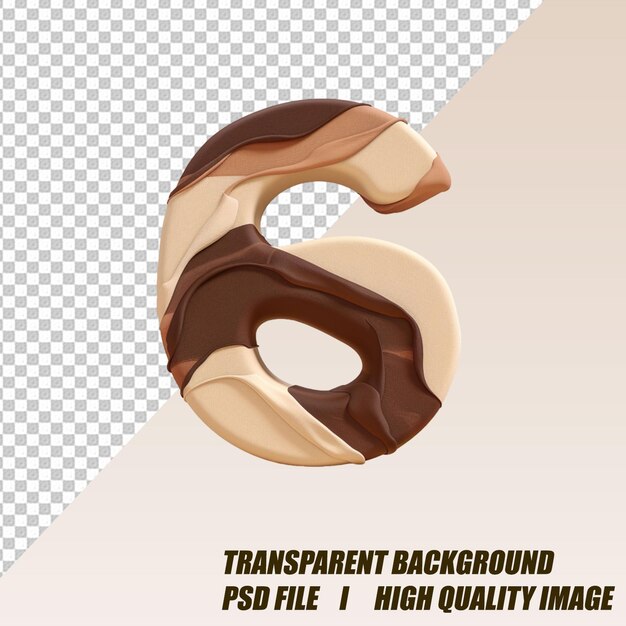 PSD chocolate alphabets and numbers transparent background