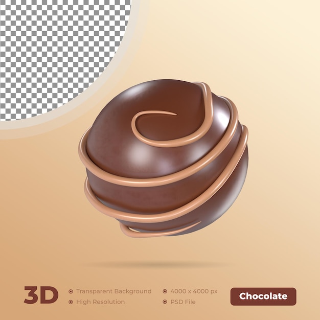 Chocolate Ball With Matcha Cream 3D illustration Icon Chocolate with Transparent Background