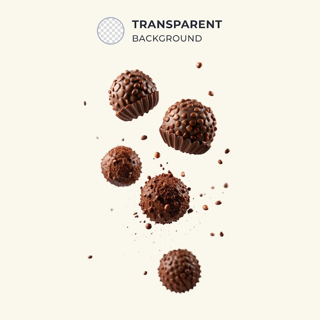 Chocolate balls isolated on transparent background