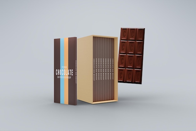 chocolate bar box with kraft paper display box mockup