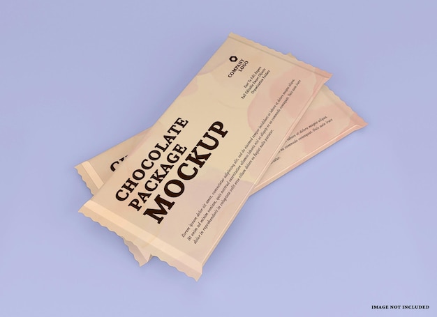 Chocolate bar package mockup design isolated