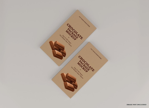 Chocolate bar package mockup design isolated