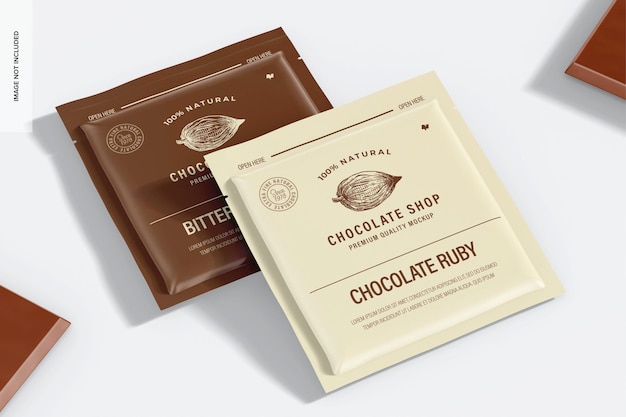 Chocolate Bar Sachets Mockup Perspective