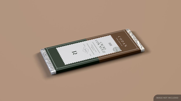 Chocolate Bar tablet with wrapping paper mockup in 3D rendering