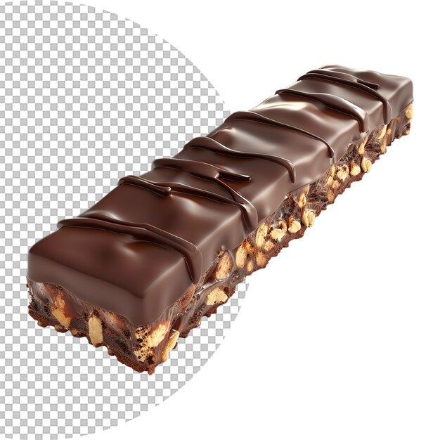 PSD chocolate bar with peanuts filling on transparent background