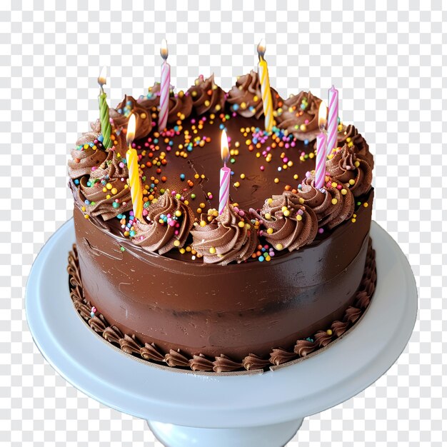 Chocolate Birthday cake on transparent background generative by ai