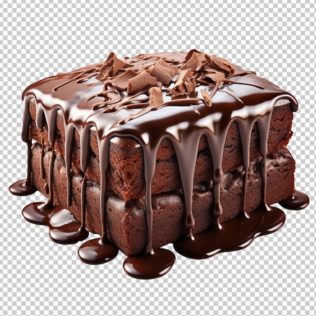 chocolate brownie cake isolated on transparent background