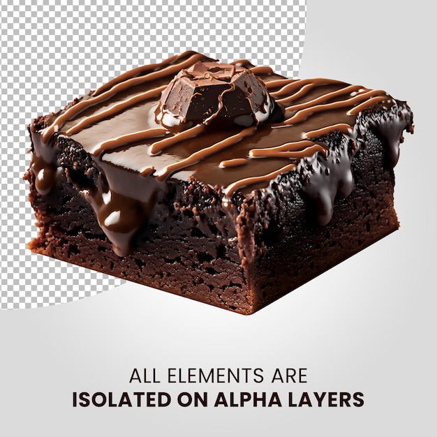 Chocolate brownie isolated on alpha layers png