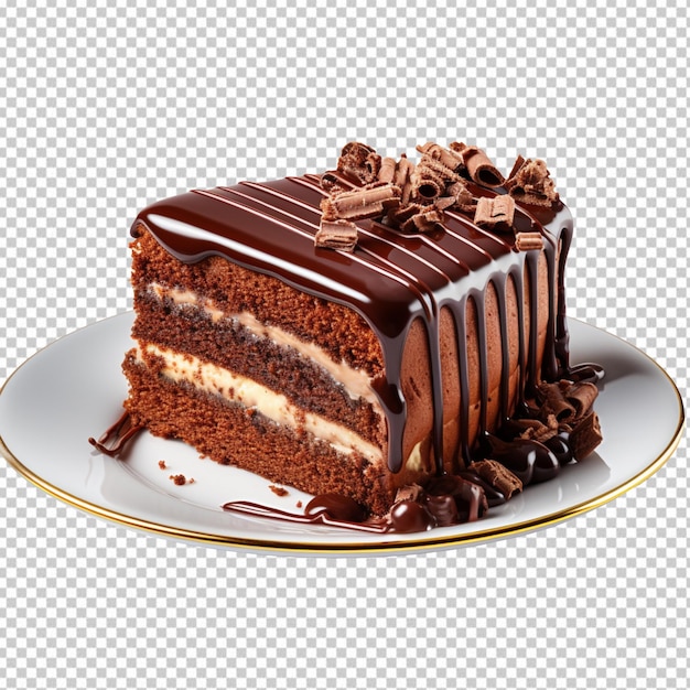 Chocolate cake isolated on transparent background