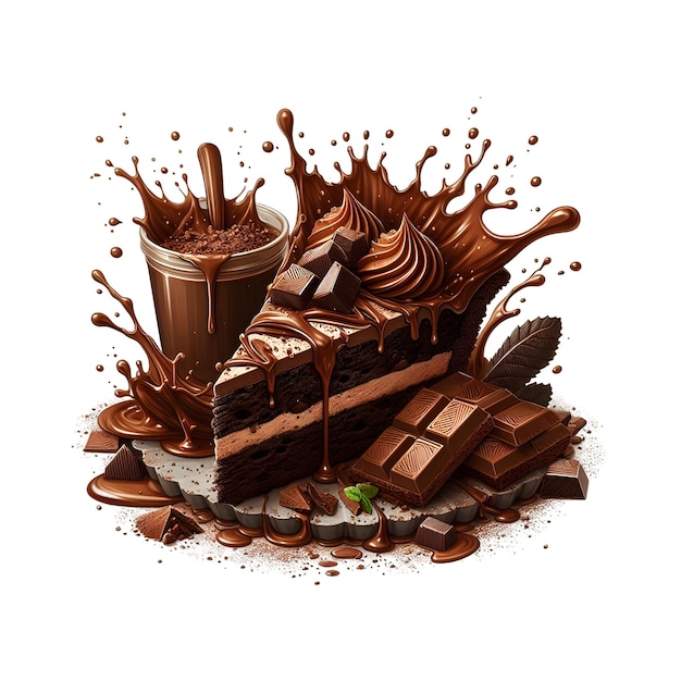 Chocolate cake slice isolated image