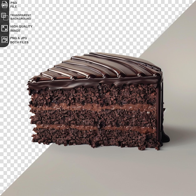 Chocolate cake slice isolated on transparent background