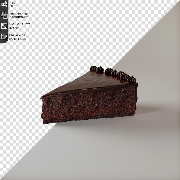 Chocolate cake slice isolated on transparent background