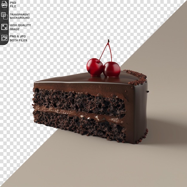 Chocolate cake slice isolated on transparent background