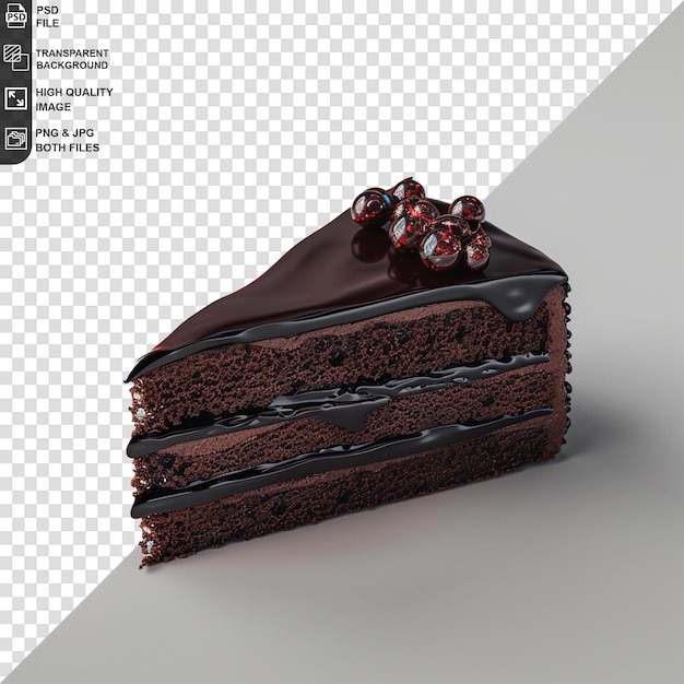 Chocolate cake slice isolated on transparent background