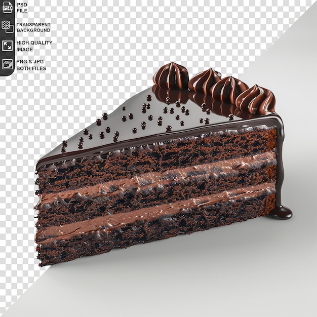 Chocolate cake slice isolated on transparent background