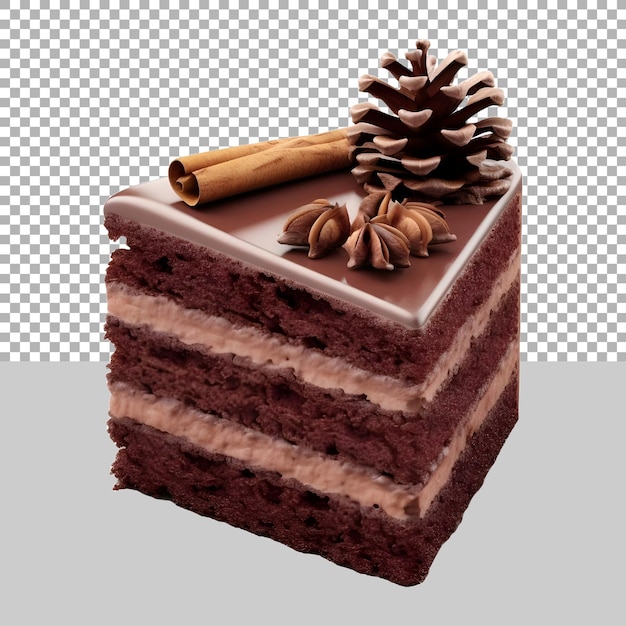 Chocolate Cake Slice on Transparent background Ai Generated