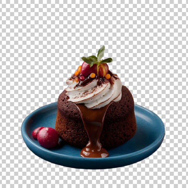 PSD a chocolate cake with a cherry on top of it