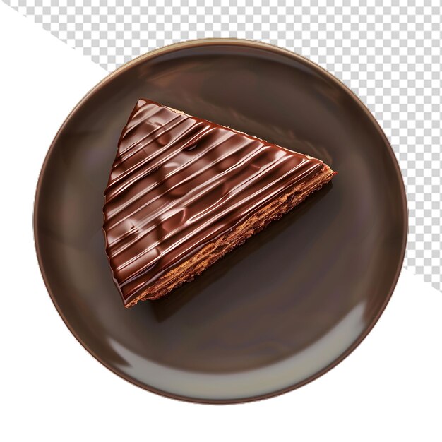 PSD a chocolate cake with a piece of chocolate on it