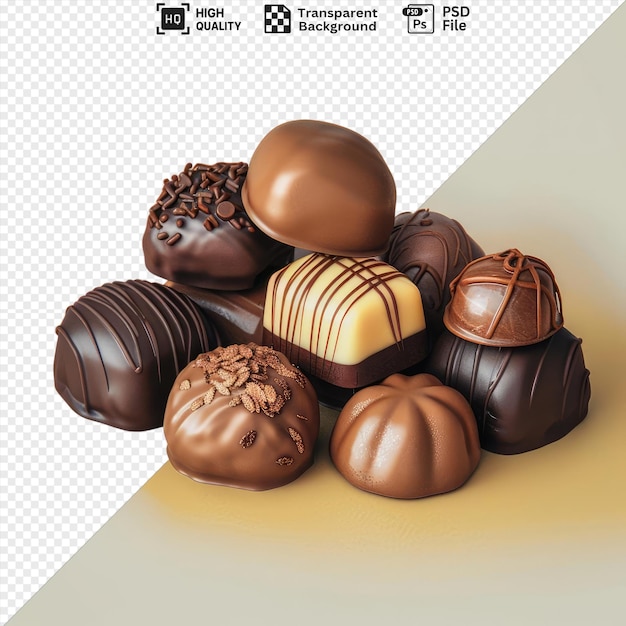 chocolate candies isolated on transparent background no other objects detected in the image