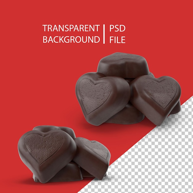 PSD chocolate candy hearts png